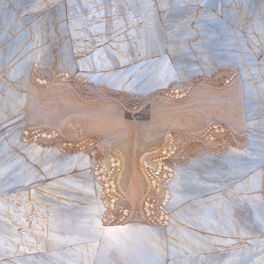 VS Sexy Little things Beige Fishnet Panty Underwear Panty Small Lace‎ Up